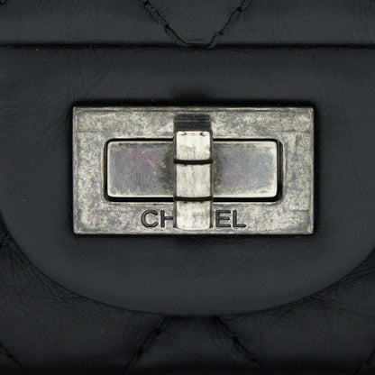 Chanel Small 2.55 Reissue Flap Bag Aged Calfskin Black With Ruthenium Hardware