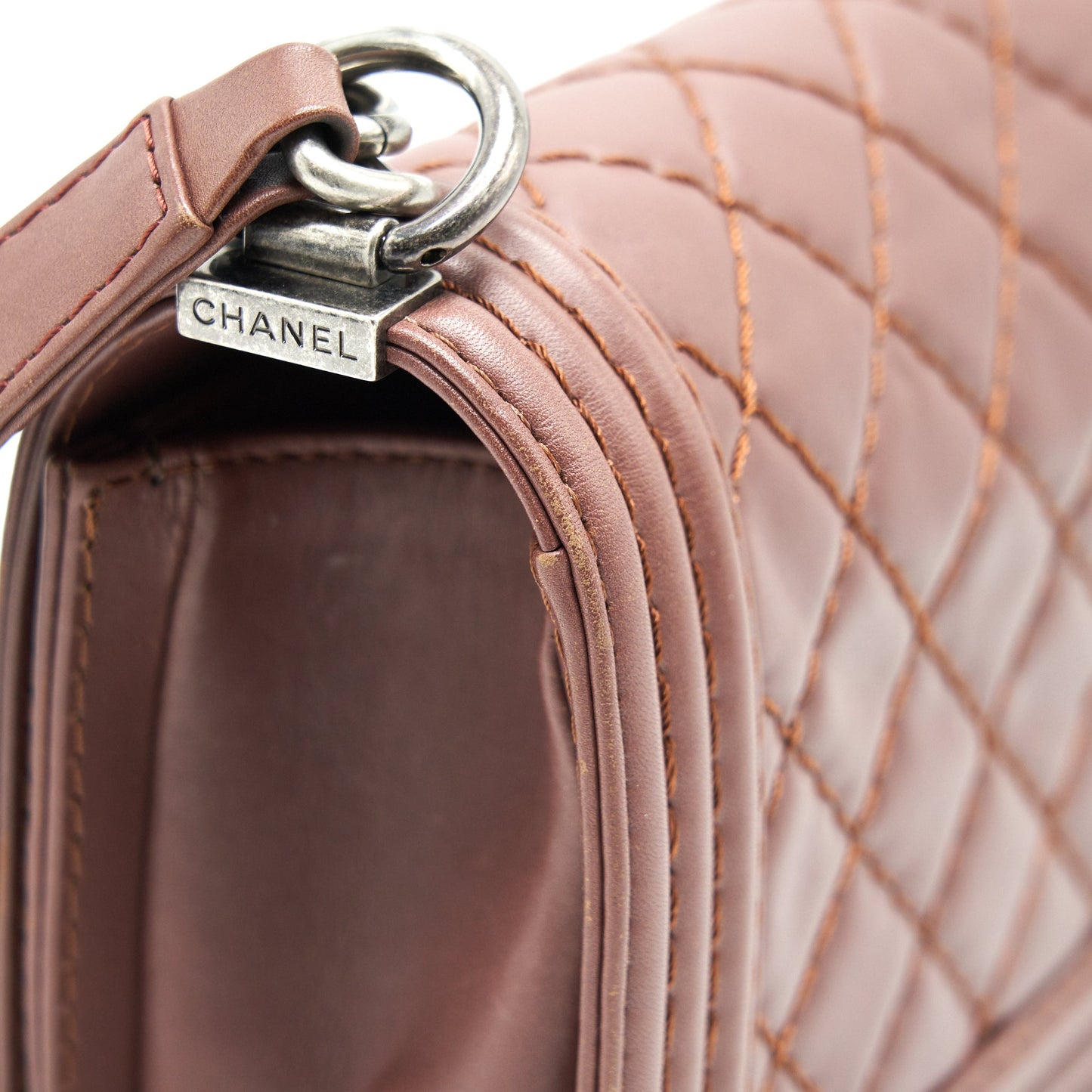CHANEL MEDIUM BOY CHANEL BAG CHOCOLATE BROWN SHW