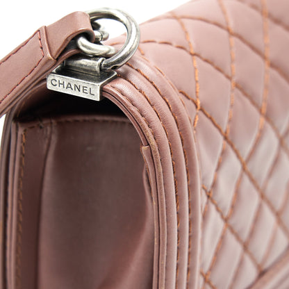 CHANEL MEDIUM BOY CHANEL BAG CHOCOLATE BROWN SHW