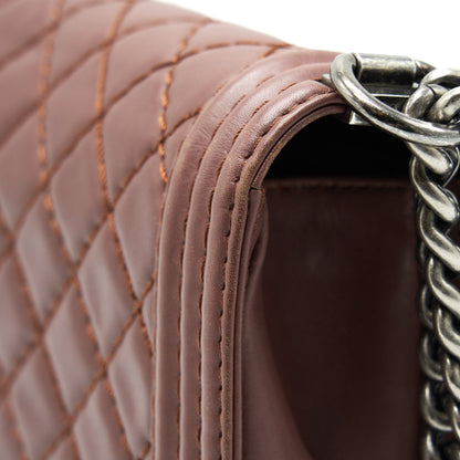 CHANEL MEDIUM BOY CHANEL BAG CHOCOLATE BROWN SHW