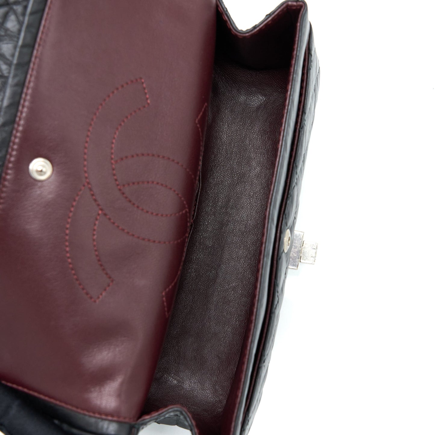 Chanel Small 2.55 Reissue Flap Bag Aged Calfskin Black With Ruthenium Hardware