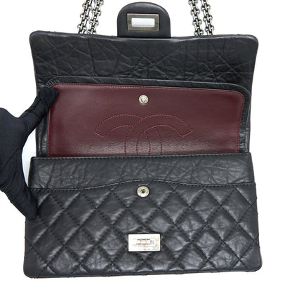 Chanel Small 2.55 Reissue Flap Bag Aged Calfskin Black With Ruthenium Hardware
