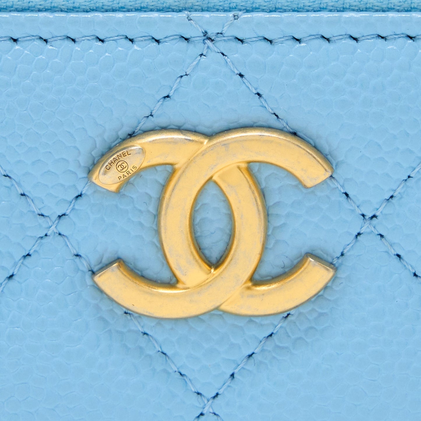 Chanel 22s Letter Top Handle Long Vanity Caviar Blue GHW