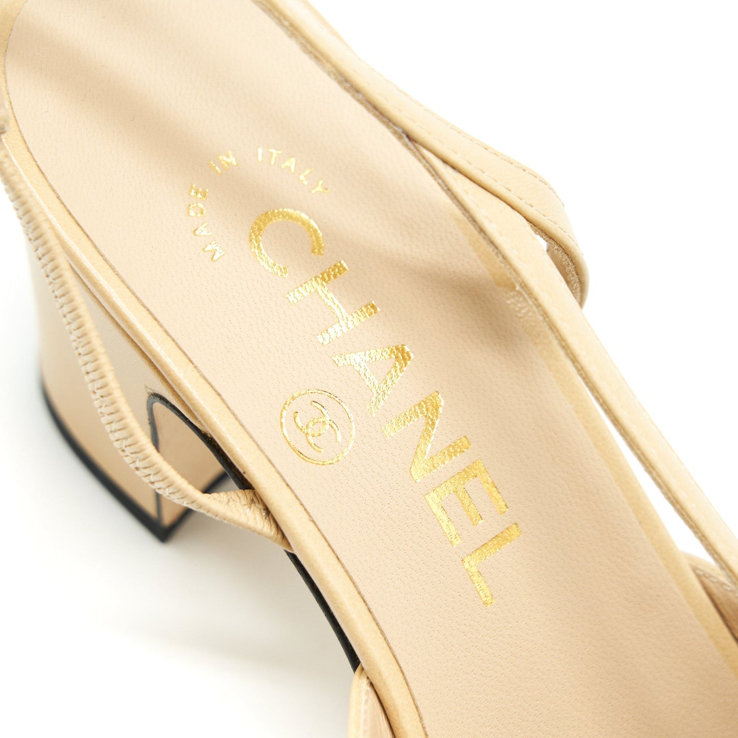 Chanel Sling Back Beige/ Black size 35.5