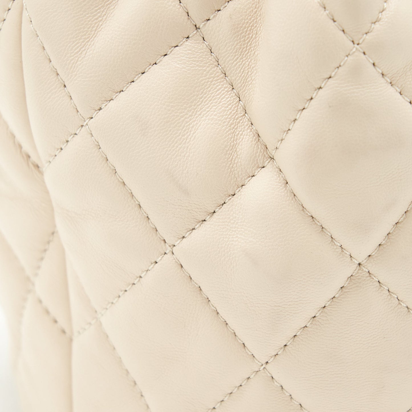 Chanel Button Bucket Crossbody Bag Lambskin White GHW