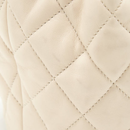 Chanel Button Bucket Crossbody Bag Lambskin White GHW