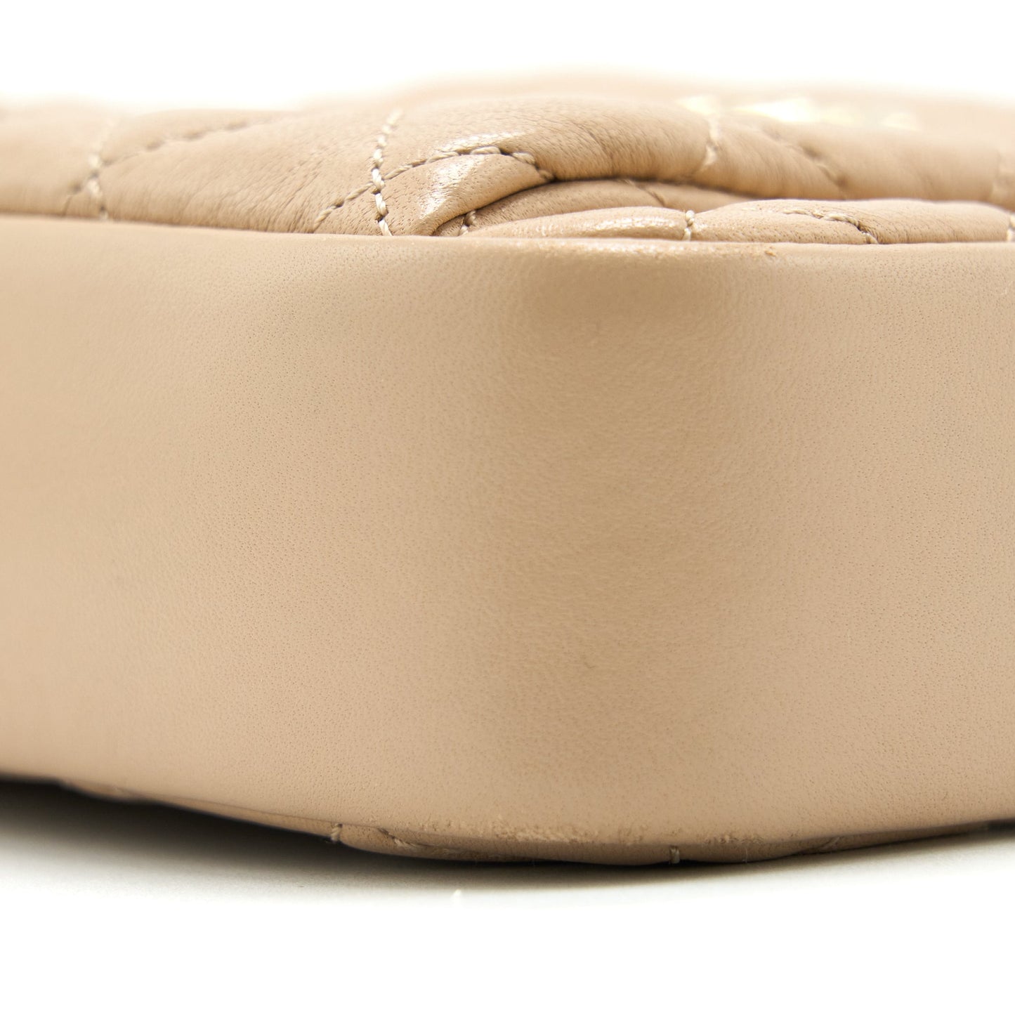 Chanel Small Vertical Camera Bag With Chain Lambskin Beige LGHW