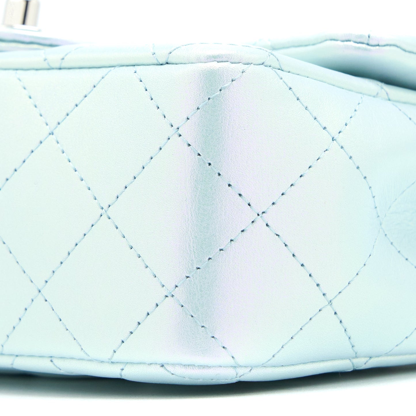 Chanel 21K Mini Rectangular Flap Bag Calfskin Iridescent Light Blue SHW (Microchip)