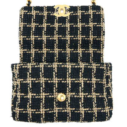 Chanel Tweed Small 19 Flap Bag Black/Gold With Multicolour Hardware