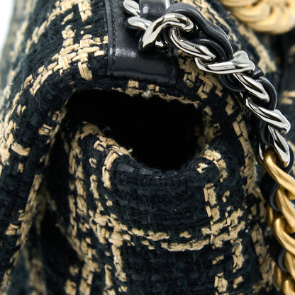 Chanel Tweed Small 19 Flap Bag Black/Gold With Multicolour Hardware