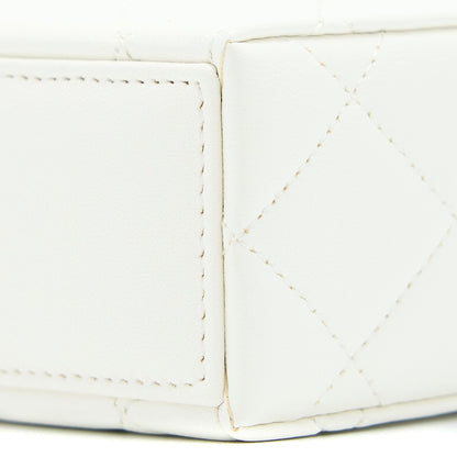 Chanel 22P Quilted Mini Box Vanity With Chain Lambskin White LGHW