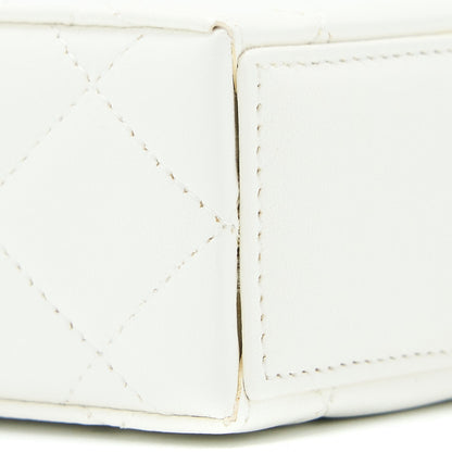 Chanel 22P Quilted Mini Box Vanity With Chain Lambskin White LGHW