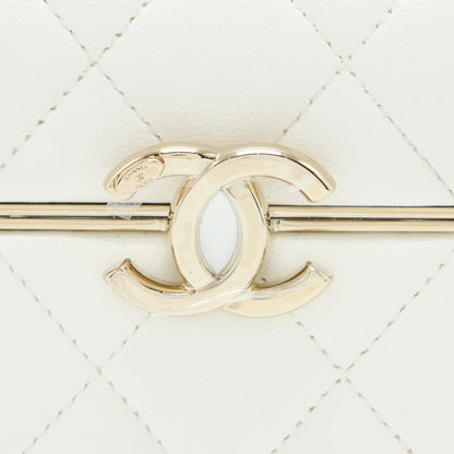Chanel 22P Quilted Mini Box Vanity With Chain Lambskin White LGHW