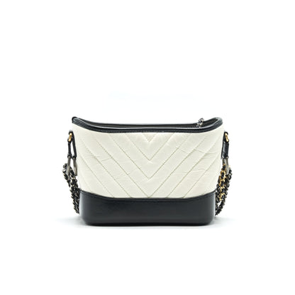 Chanel Chevron Small Gabrielle Hobo Bag White/ Black