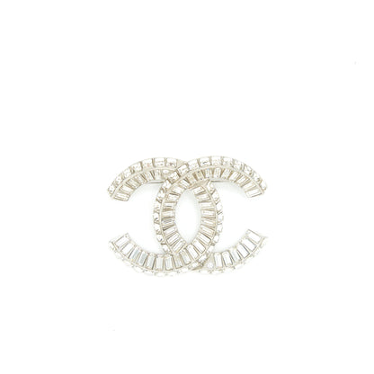 Chanel Metal And Strass Brooch Silver Tone