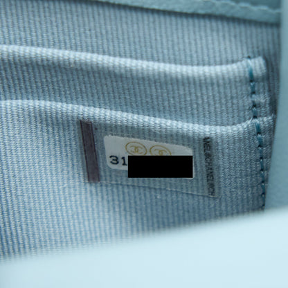 Chanel Mini Top Handle Flap Bag Lambskin Light Blue LGHW