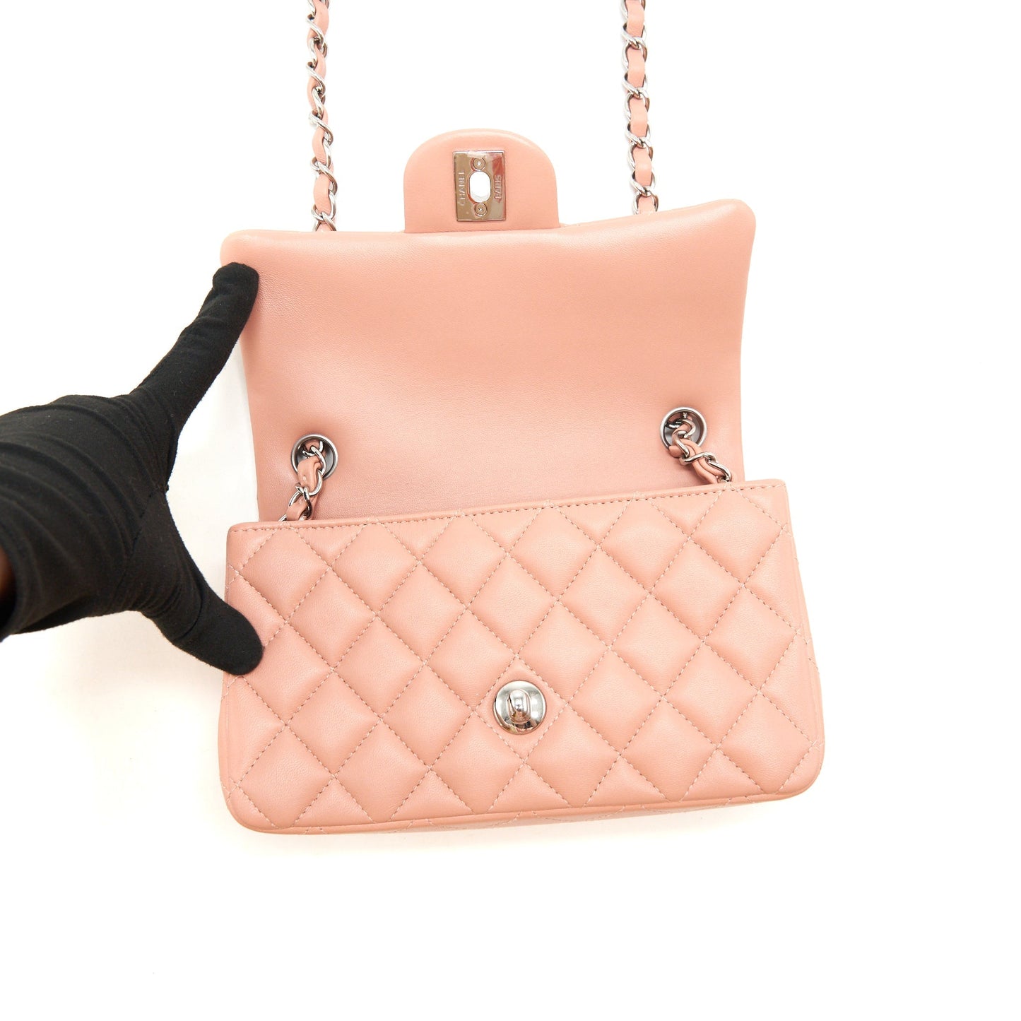 Chanel Mini rectangular Flap bag Lambskin pink SHW