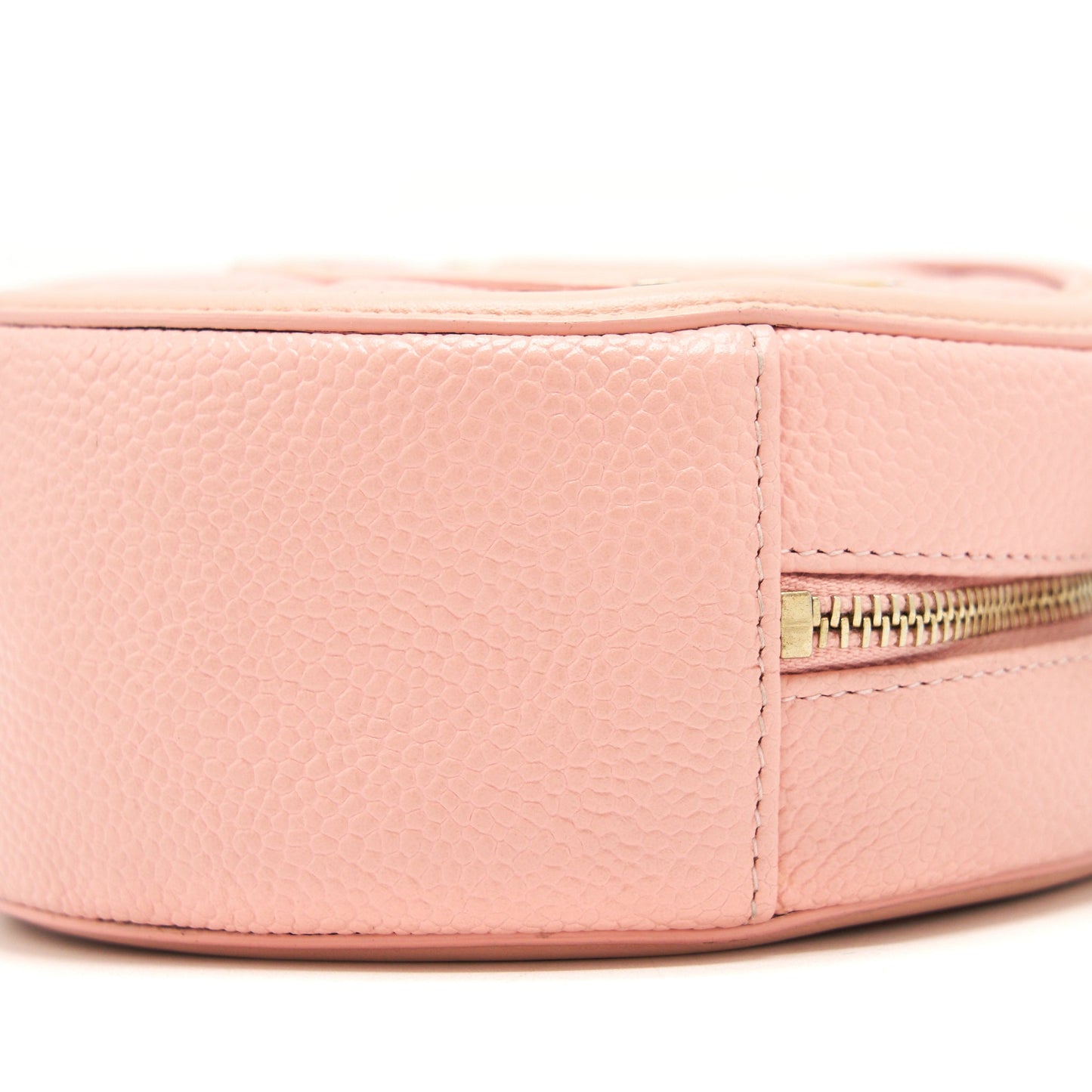 Chanel mini Round Vanity with chain caviar pink GHW