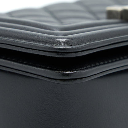 Chanel Small Boy Bag Calfskin Black With Ruthenium Hardware