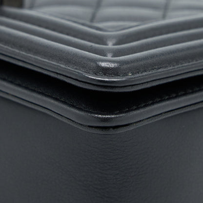 Chanel Small Boy Bag Calfskin Black With Ruthenium Hardware