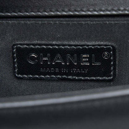 Chanel Small Boy Bag Calfskin Black With Ruthenium Hardware