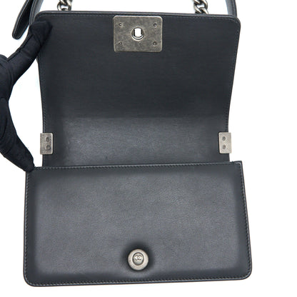 Chanel Small Boy Bag Calfskin Black With Ruthenium Hardware