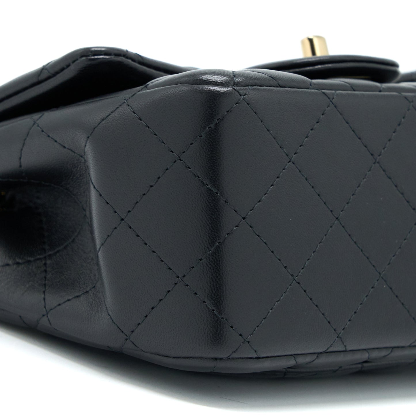 Chanel Mini Square Flap Bag Lambskin Black LGHW (Microchip)
