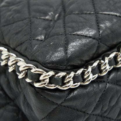 Chanel Quilted Leather With Chain Shoulder Bag XL Black SHW