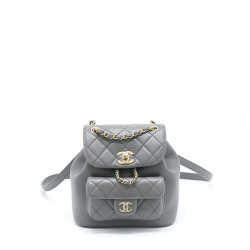 Chanel 22A Duma Backpack Lambskin Dark Grey LGHW (Microchip)