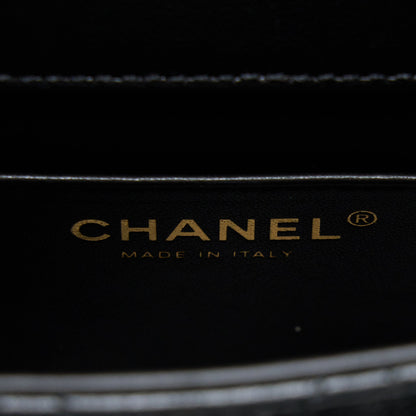 Chanel 22K Retro Classic New Mini Square Flap Bag Goatskin Black GHW(Microchip)