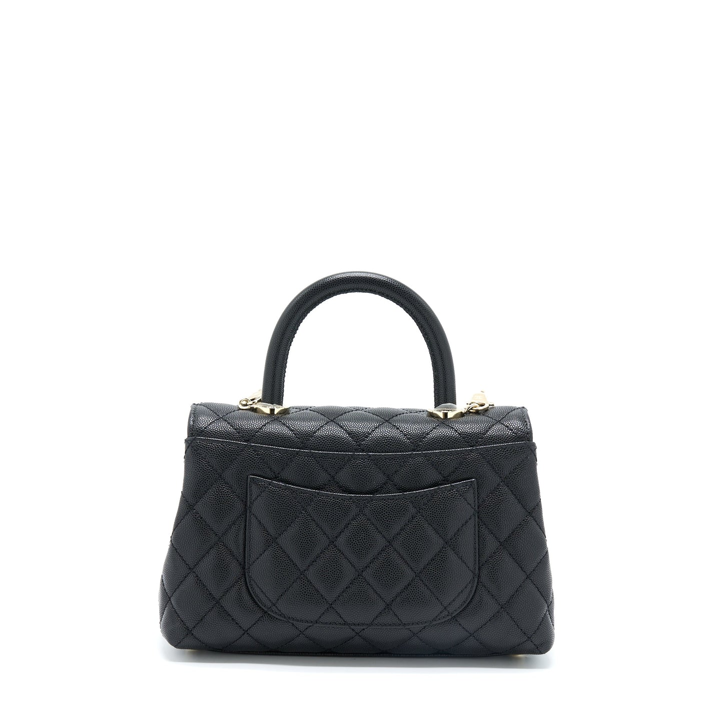Chanel Small Coco Handle Caviar Black LGHW (Microchip)