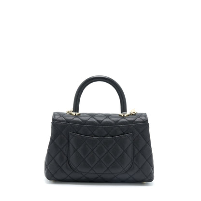 Chanel Small Coco Handle Caviar Black LGHW (Microchip)