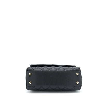 Chanel Small Coco Handle Caviar Black LGHW (Microchip)