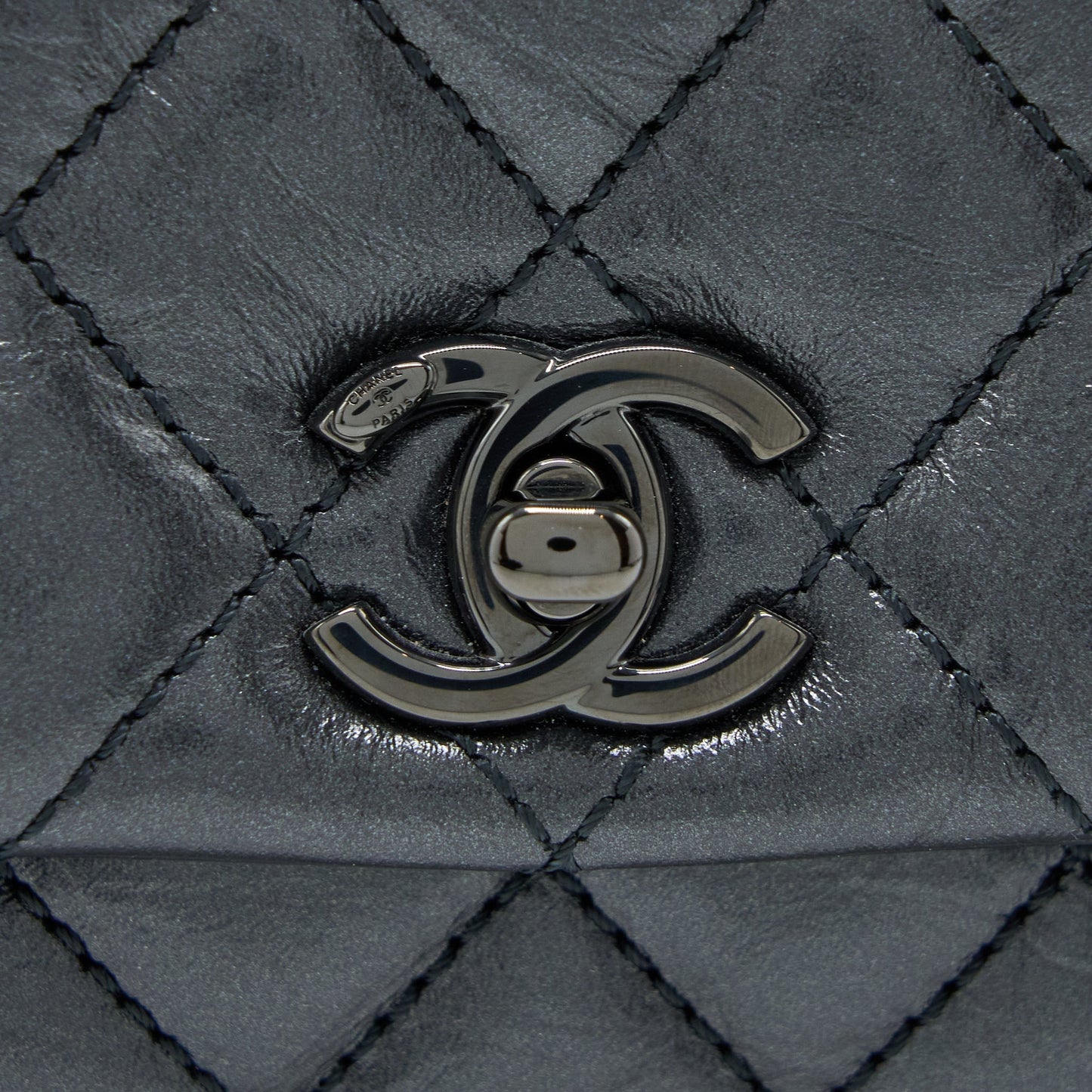 Chanel Small Coco Handle Aged Calfskin So Black With Black Hardware
