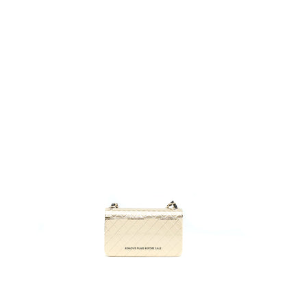 Chanel Mini Evening Bag Gold Tone Hammered Metal And Gold Tone Metal (Microchip )