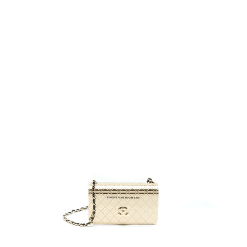 Chanel Mini Evening Bag Gold Tone Hammered Metal And Gold Tone Metal (Microchip )