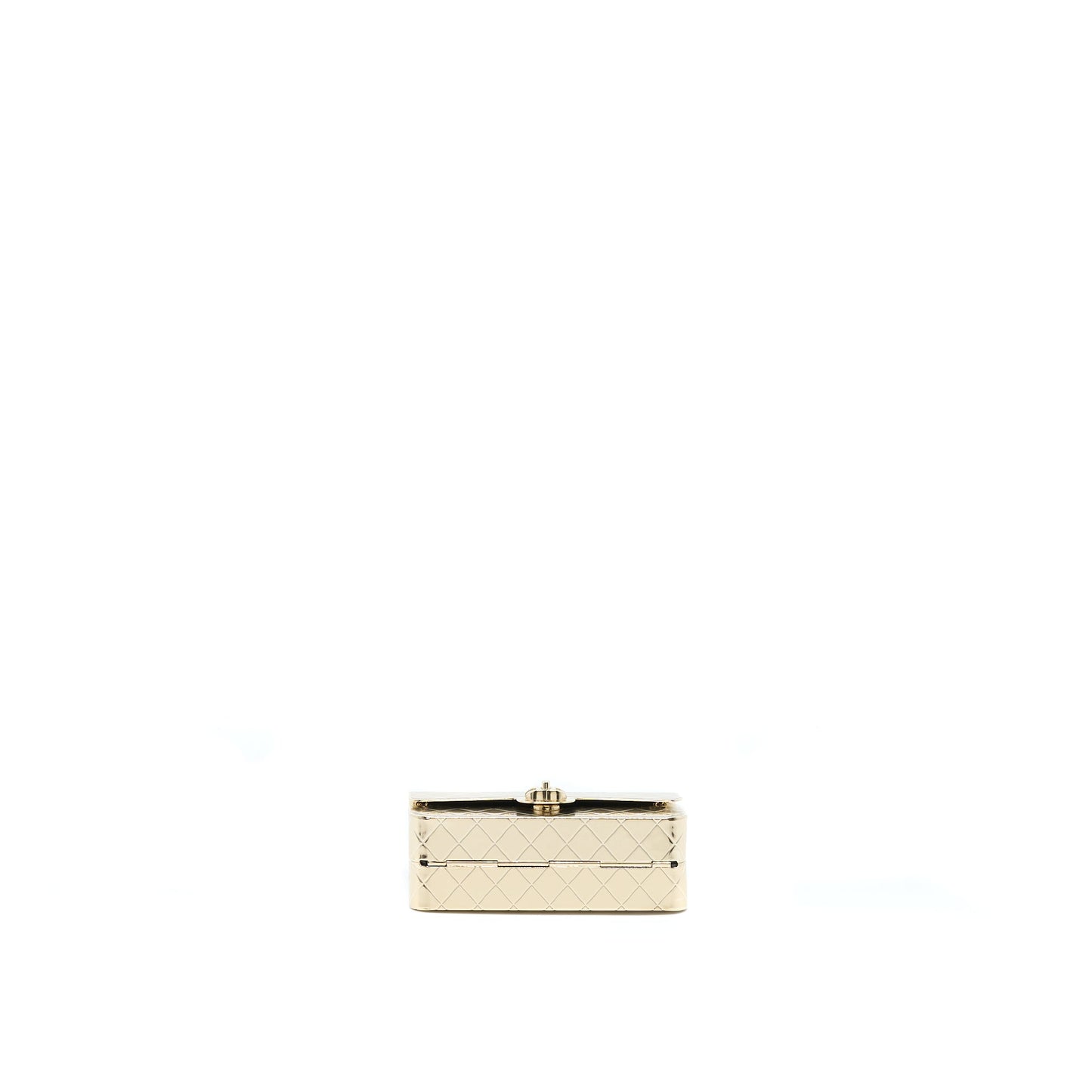 Chanel Mini Evening Bag Gold Tone Hammered Metal And Gold Tone Metal (Microchip )