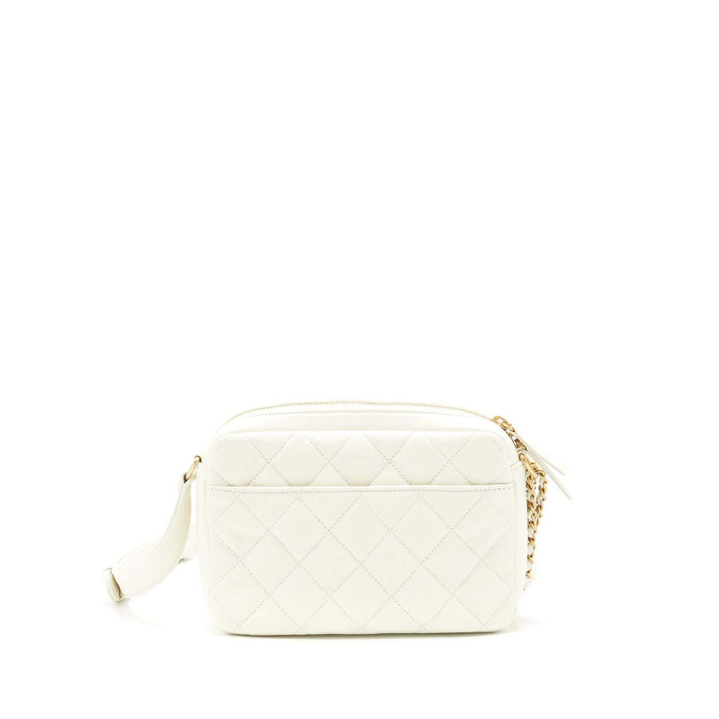 Chanel 22C Camera Bag calfskin white GHW (Microchip)