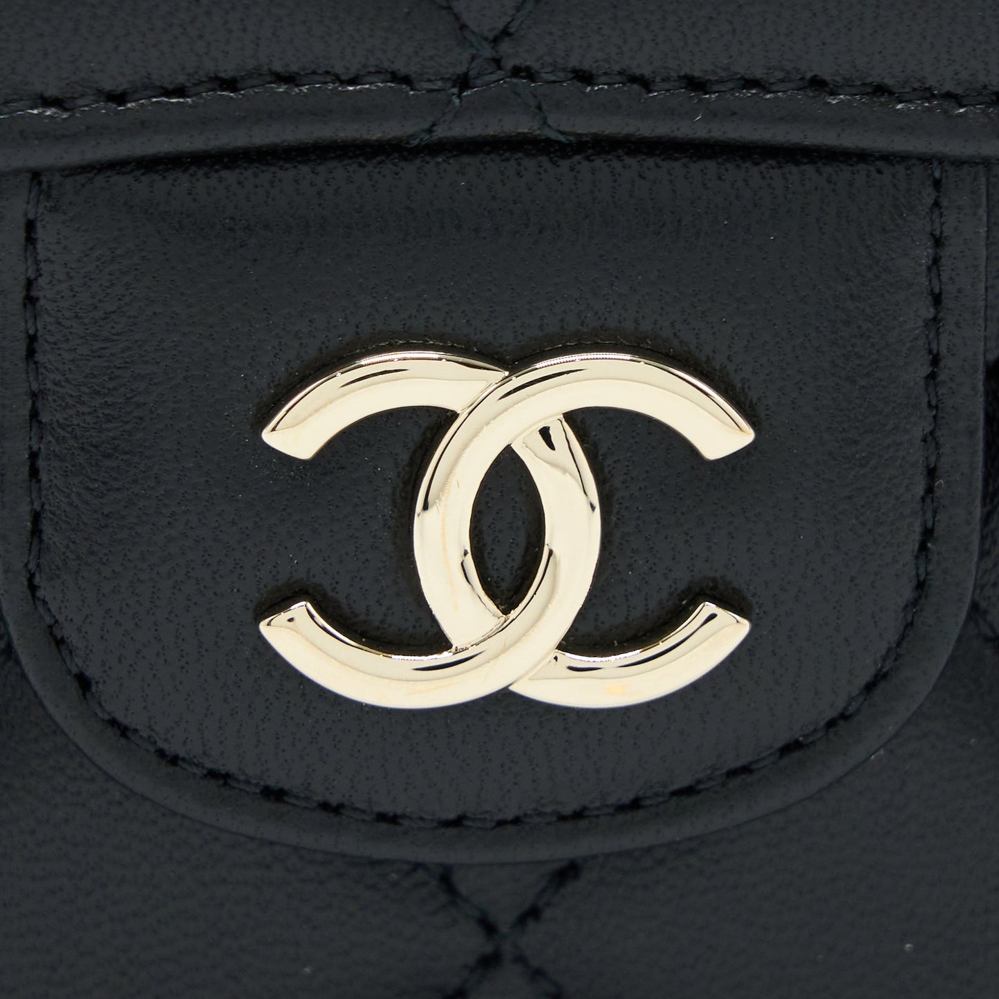 Chanel Top Handle Mini Flap Bag Lambskin Black LGHW
