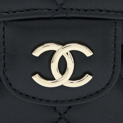 Chanel Top Handle Mini Flap Bag Lambskin Black LGHW
