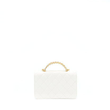 Chanel 22s Logo Top Handle Wallet On Chain Caviar White GHW