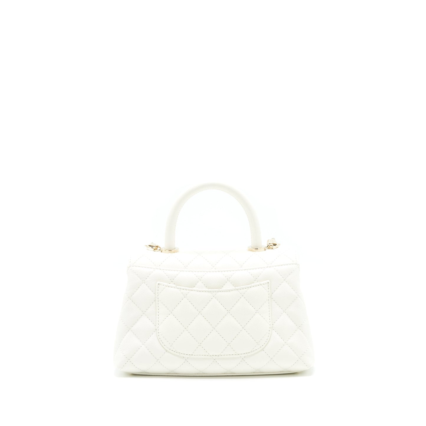 Chanel Small Coco handle Caviar White LGHW (microchip)