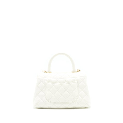 Chanel Small Coco handle Caviar White LGHW (microchip)