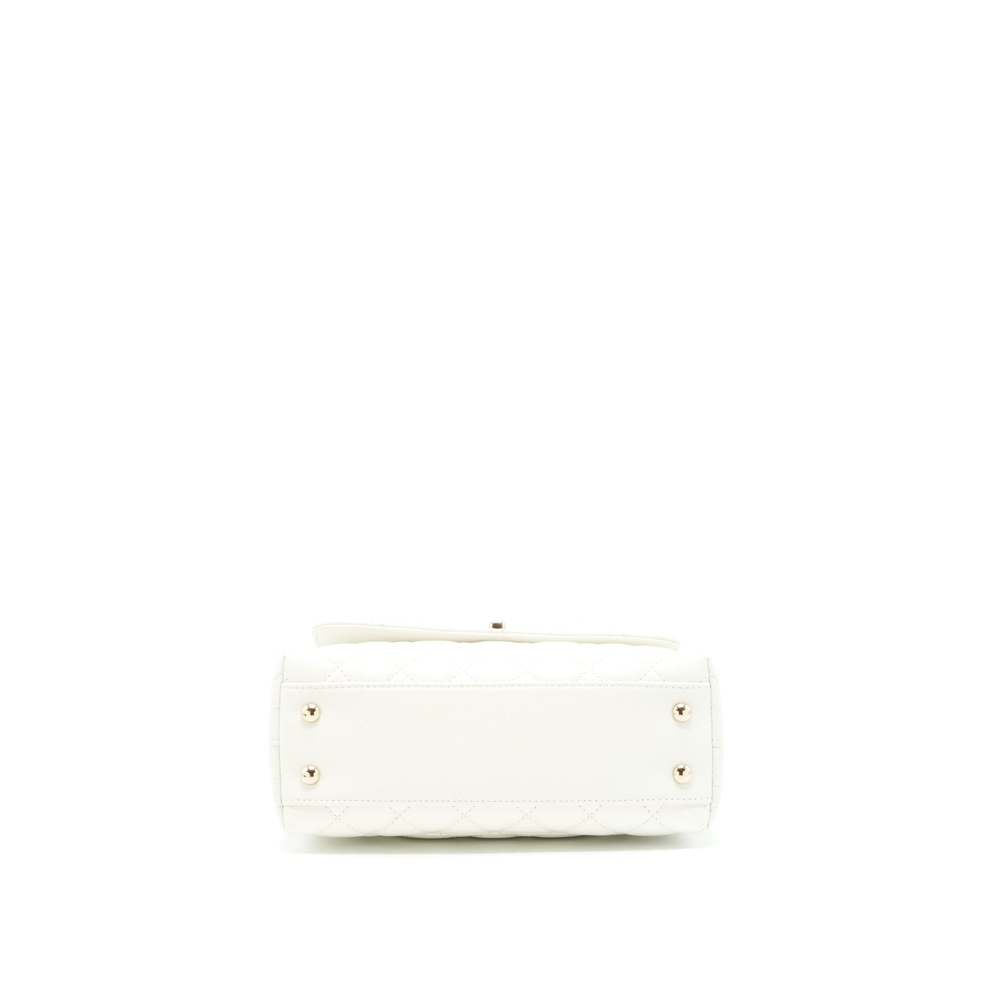 Chanel Small Coco handle Caviar White LGHW (microchip)