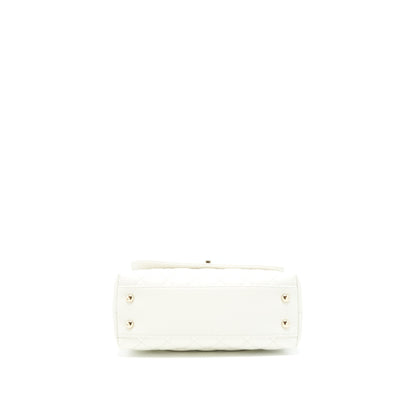 Chanel Small Coco handle Caviar White LGHW (microchip)