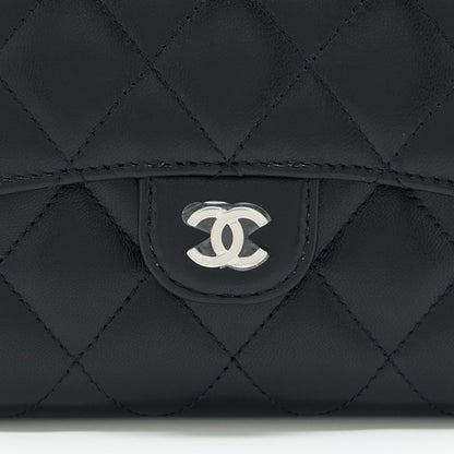 Chanel Small Classic Compact Wallet Lambskin Black SHW