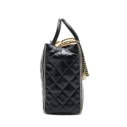 Chanel Calfskin Leather Shopping Bag Black/Beige