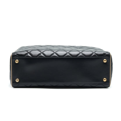 Chanel Calfskin Leather Shopping Bag Black/Beige