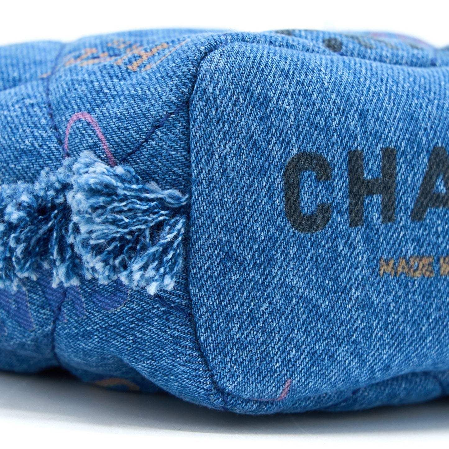 Chanel 22P Small Blue Denim Bucket Bag LGHW (Microchip)