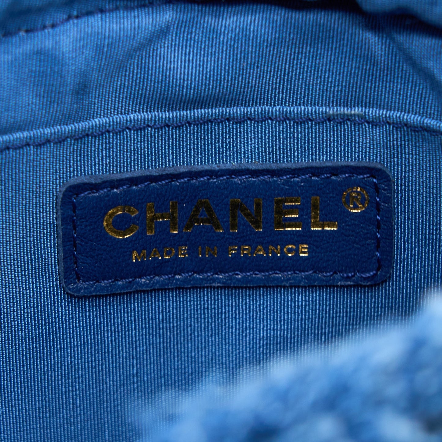 Chanel 22P Small Blue Denim Bucket Bag LGHW (Microchip)